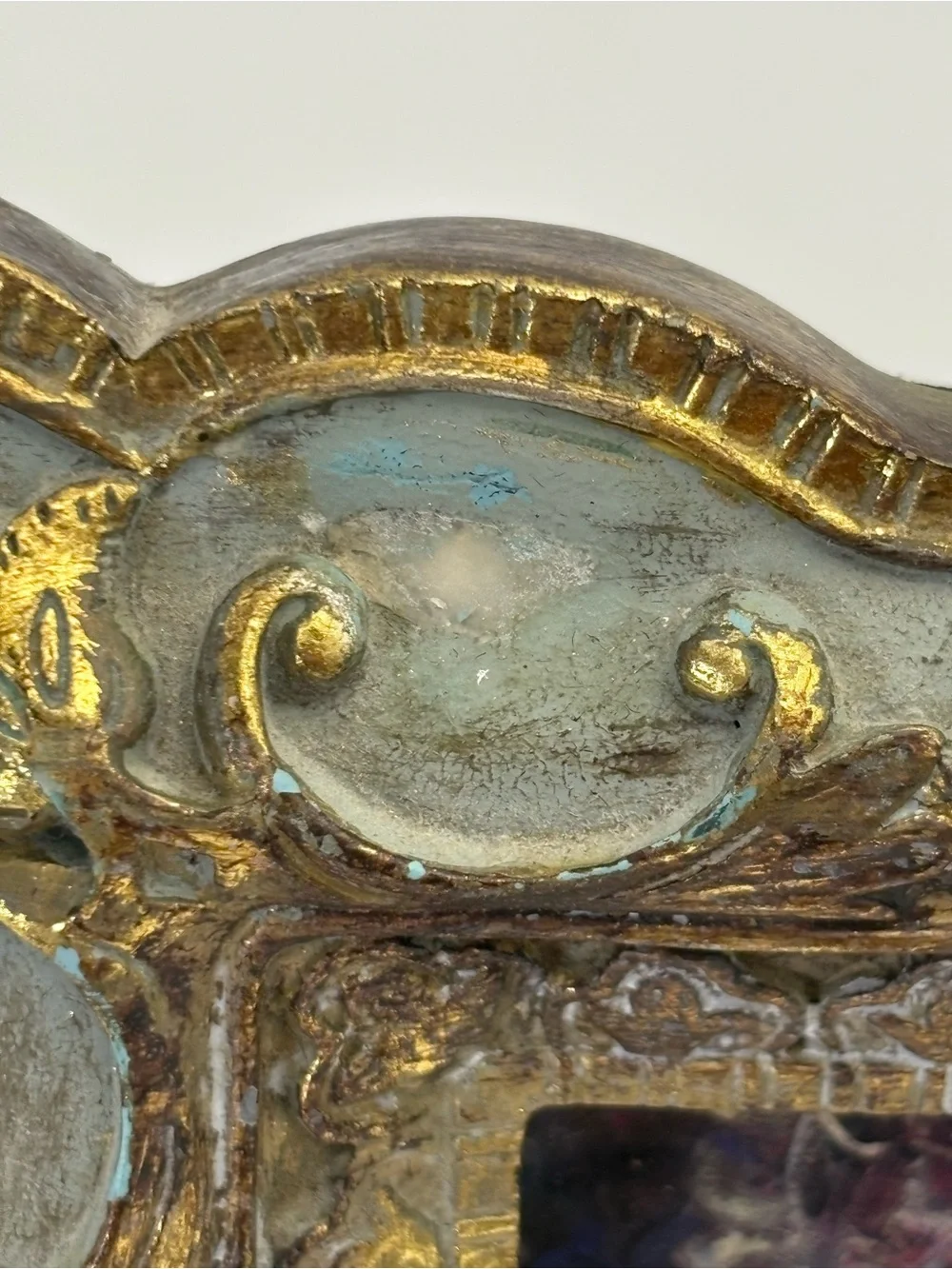 Vintage Florentine Style Gold & Blue Ornate Picture Frame 5x7” Picture